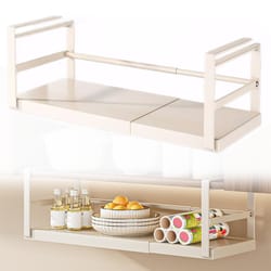 extendable under cabinet organizer basket space saving pantry storage solution