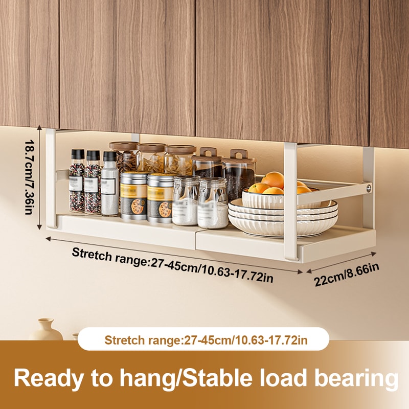 Extendable Under Cabinet Organizer Basket Space Saving Pantry Storage Solution