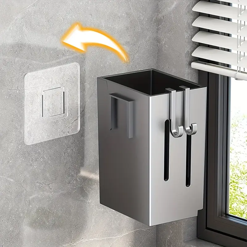 Punch Free Wall Mounted Chopstick Holder With Drain Tray And Hooks 1