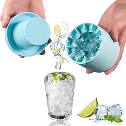 cylindrical silicone ice tray with lid for cups and chilled drinks