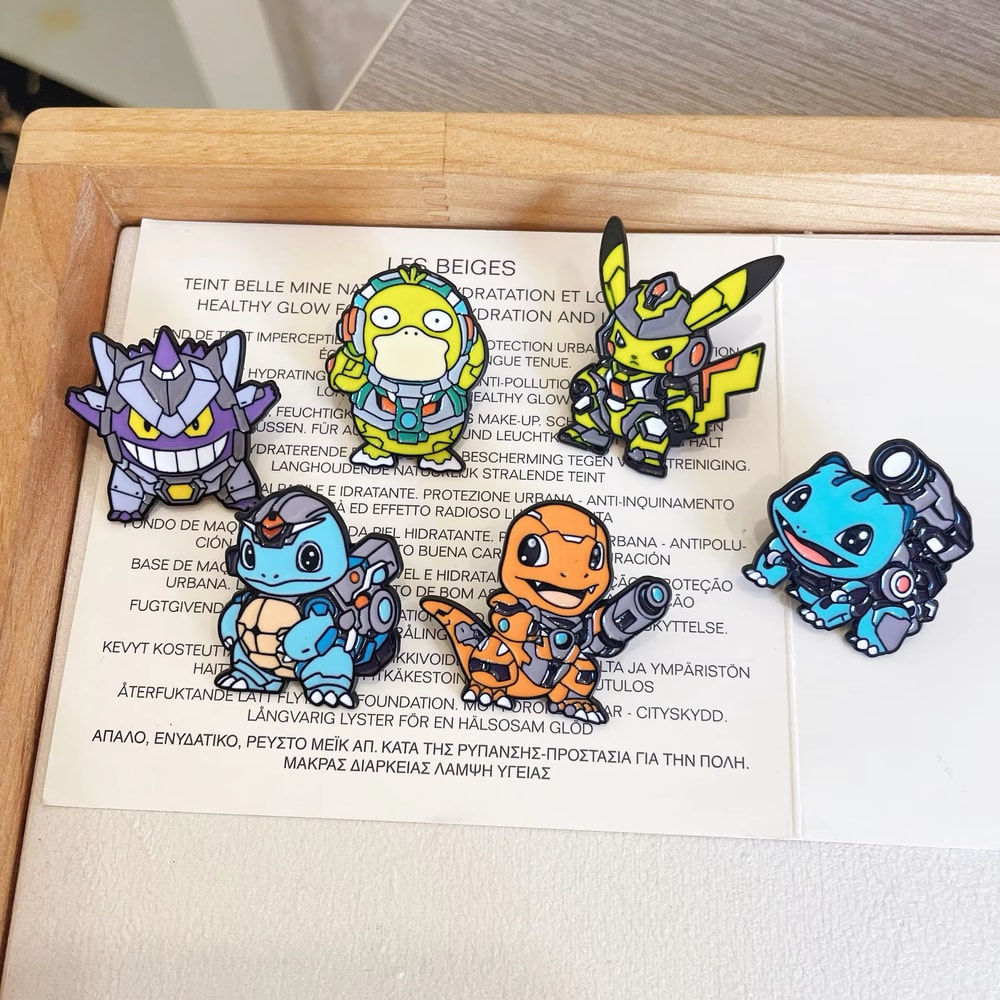 Pokemon Enamel Pins Set with Pikachu Squirtle Gengar Anime Lapel Pins