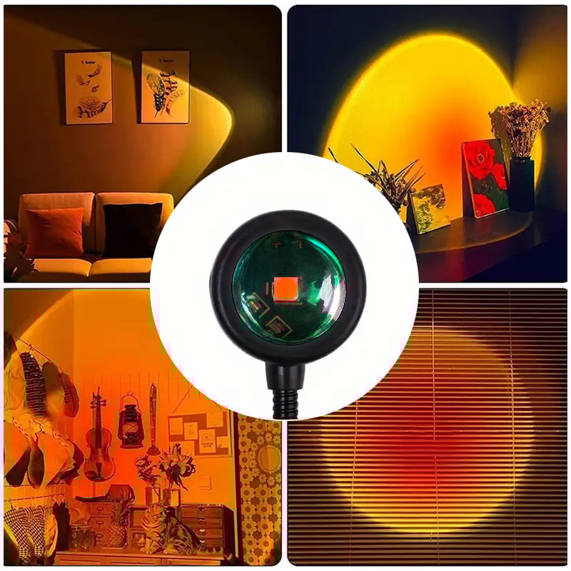 Sunset Projection Lamp USB Rotatable Bedroom Mood Light