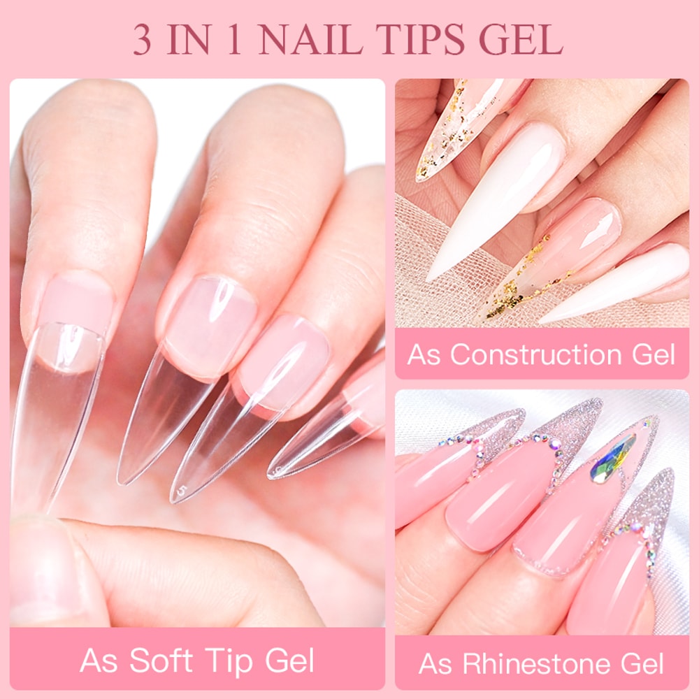 Builder Nail Gel for Extensions Strong UV LED Nail Glue for Soft Gel Nail Tips