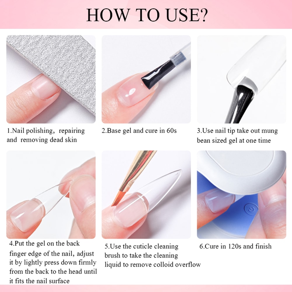 Builder Nail Gel for Extensions Strong UV LED Nail Glue for Soft Gel Nail Tips