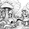 Mushroom World Adult Coloring Book for Relaxing Fantasy Art