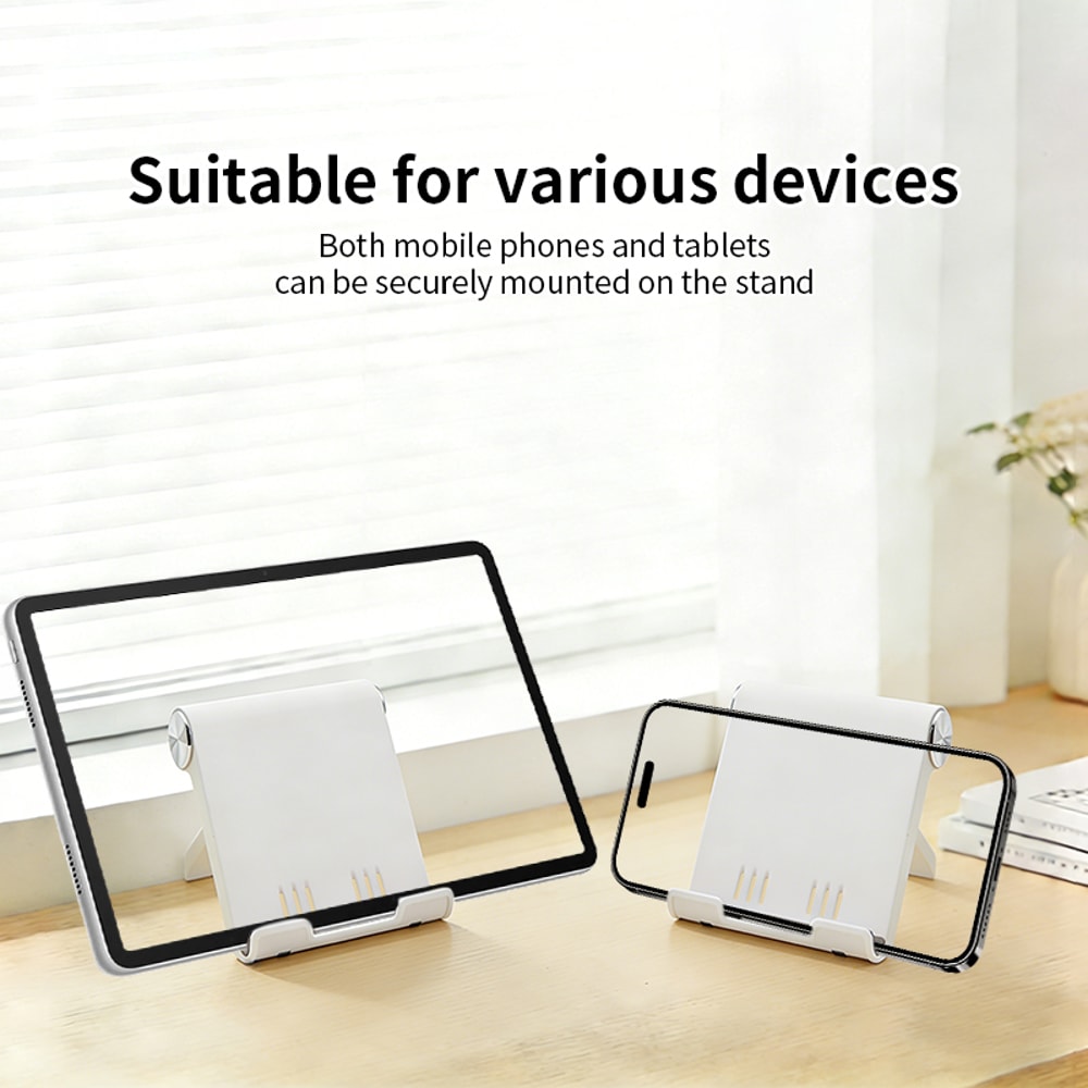Universal Foldable Desk Phone Stand, Tablets & More Adjustable Desktop Holder