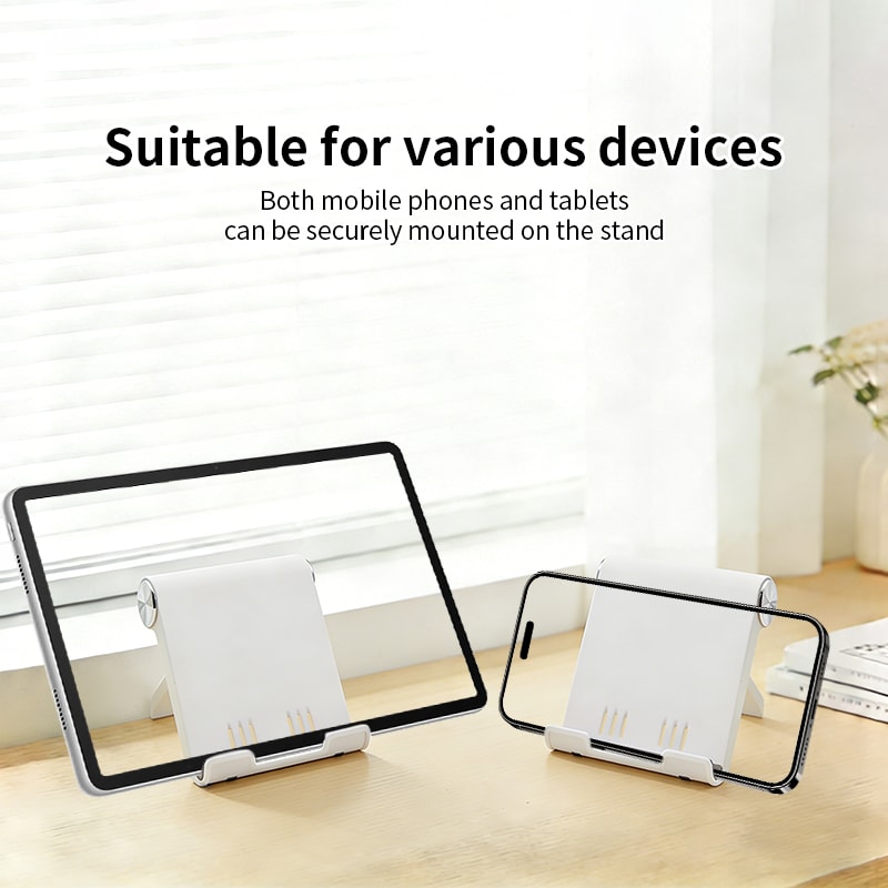 Universal Foldable Desk Phone Stand, Tablets & More Adjustable Desktop Holder