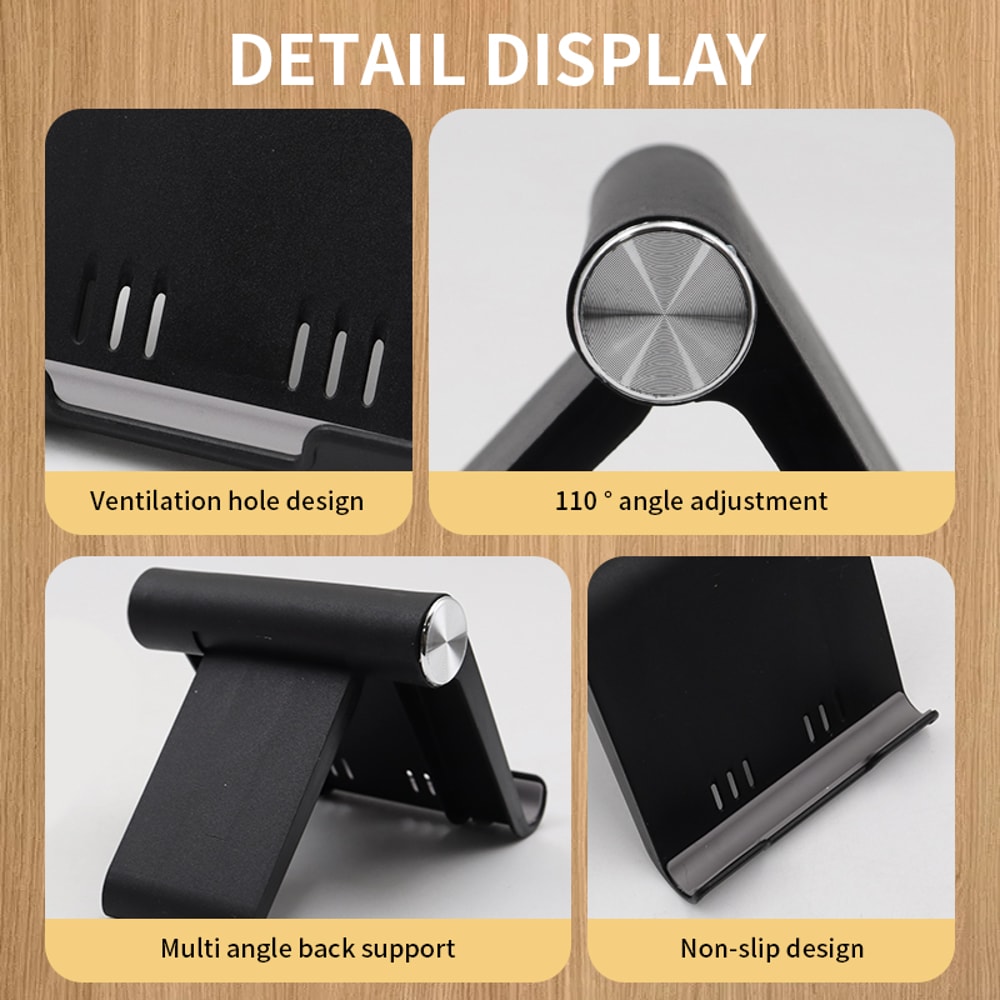 Universal Foldable Desk Phone Stand, Tablets & More Adjustable Desktop Holder