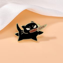 cute black cat knife enamel pin for jackets bags and cat lovers