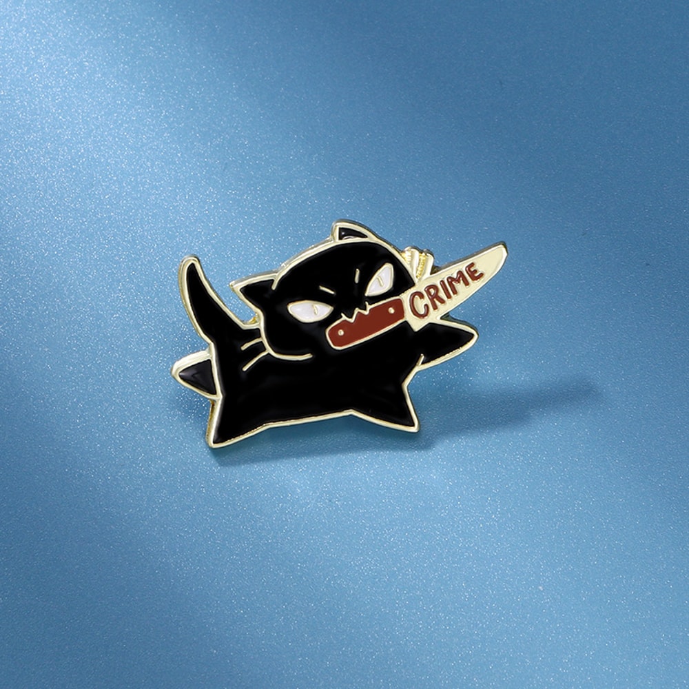Cute Black Cat Knife Enamel Pin For Jackets Bags And Cat Lovers 4