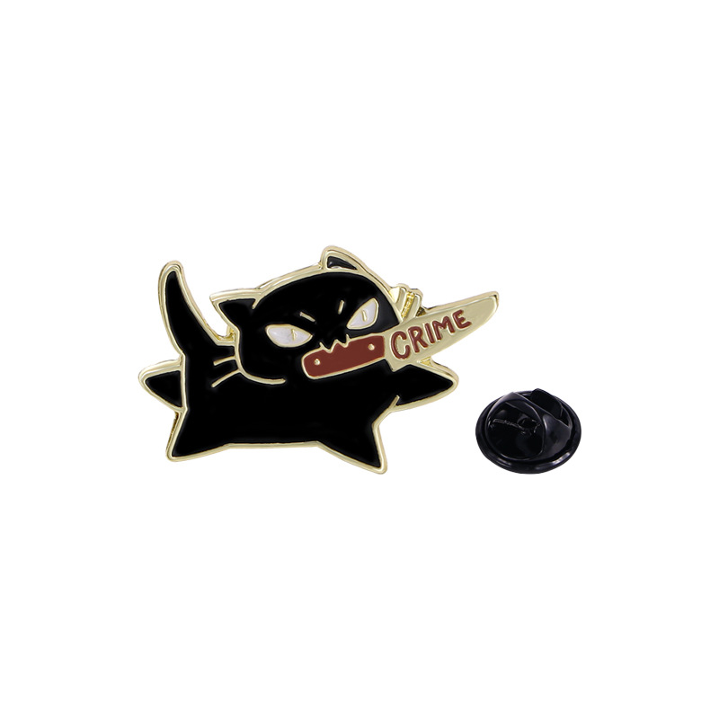 Cute Black Cat Knife Enamel Pin For Jackets Bags And Cat Lovers 5