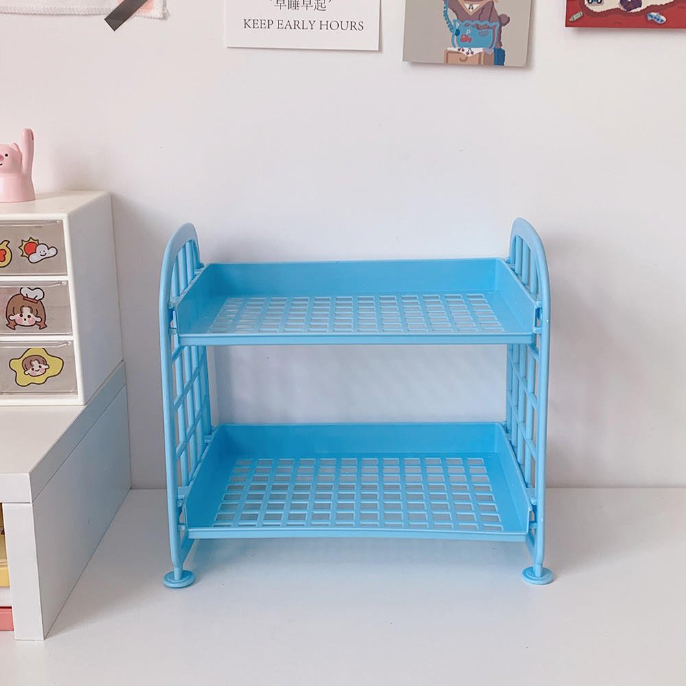 Foldable Desk Organizer Shelf Multi Tier Plastic Storage Rack Organizer For Cosmetics Office Dorm 6