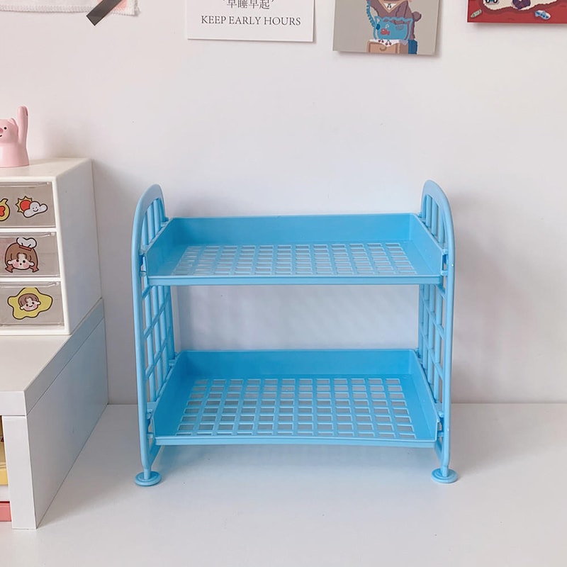 Foldable Desk Organizer Shelf Multi Tier Plastic Storage Rack Organizer For Cosmetics Office Dorm 6