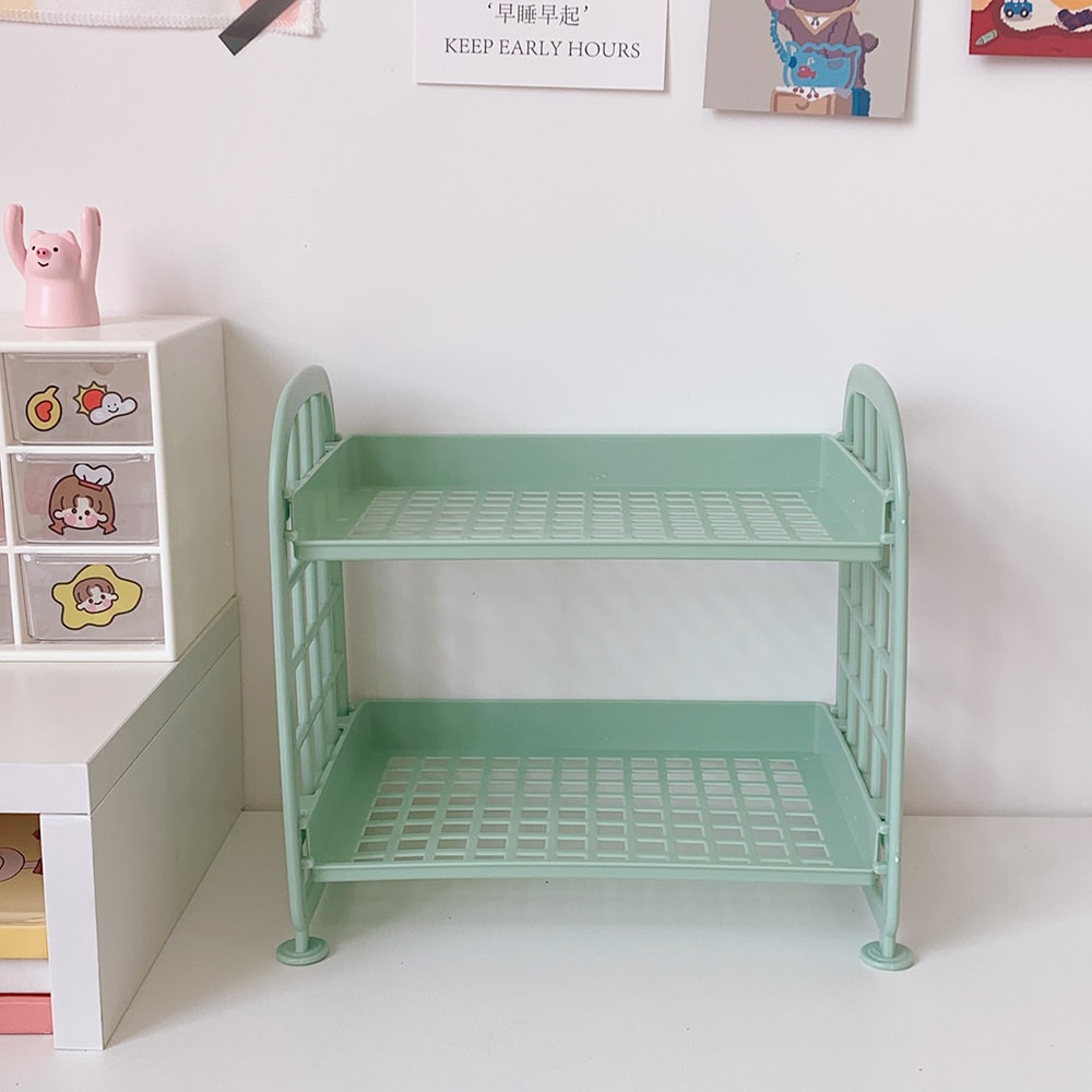 Foldable Desk Organizer Shelf Multi Tier Plastic Storage Rack Organizer For Cosmetics Office Dorm 7