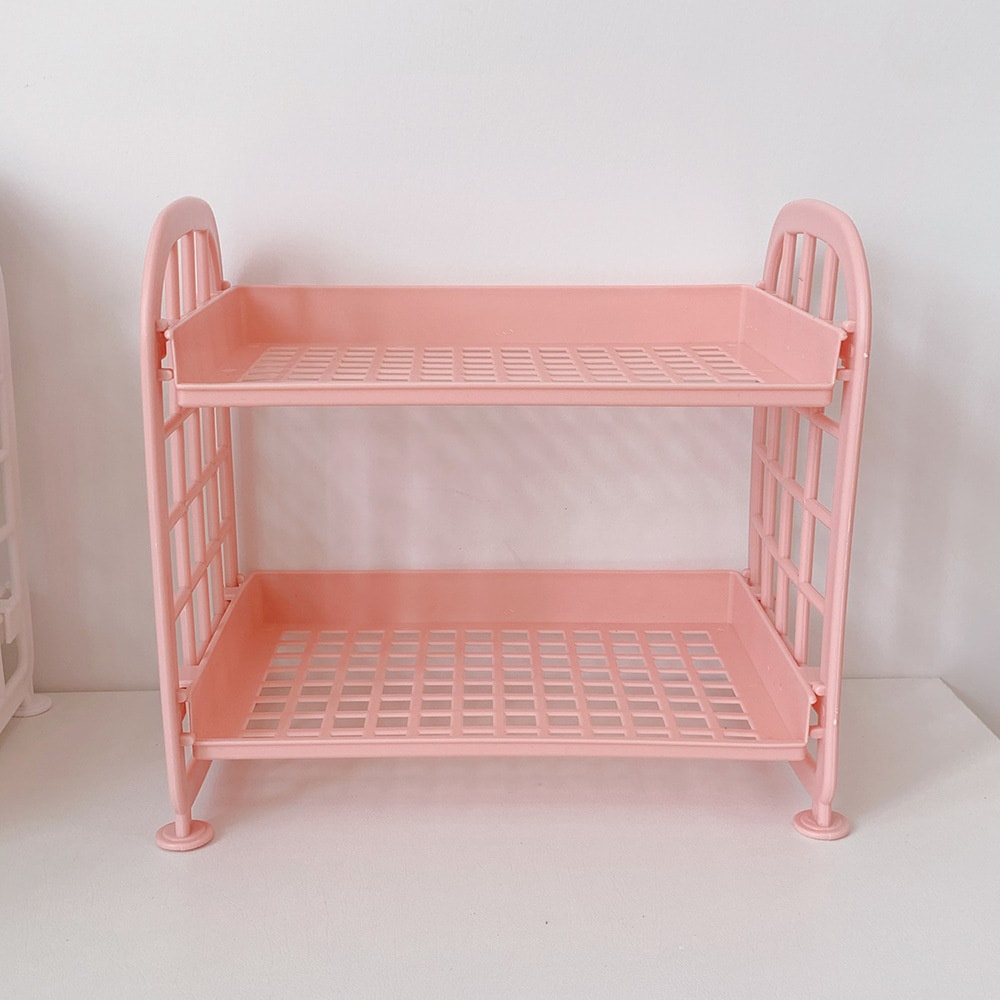 Foldable Desk Organizer Shelf Multi Tier Plastic Storage Rack Organizer For Cosmetics Office Dorm 8