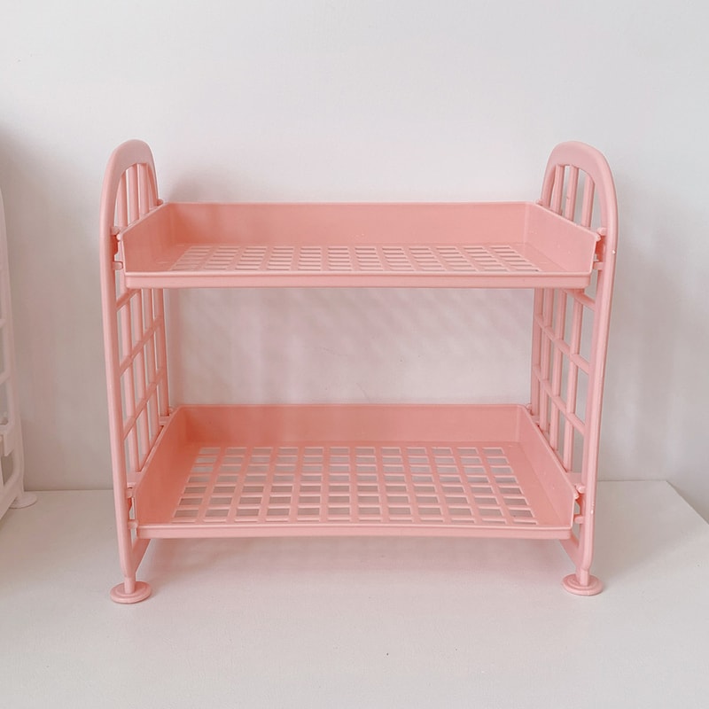 Foldable Desk Organizer Shelf Multi Tier Plastic Storage Rack Organizer For Cosmetics Office Dorm 8