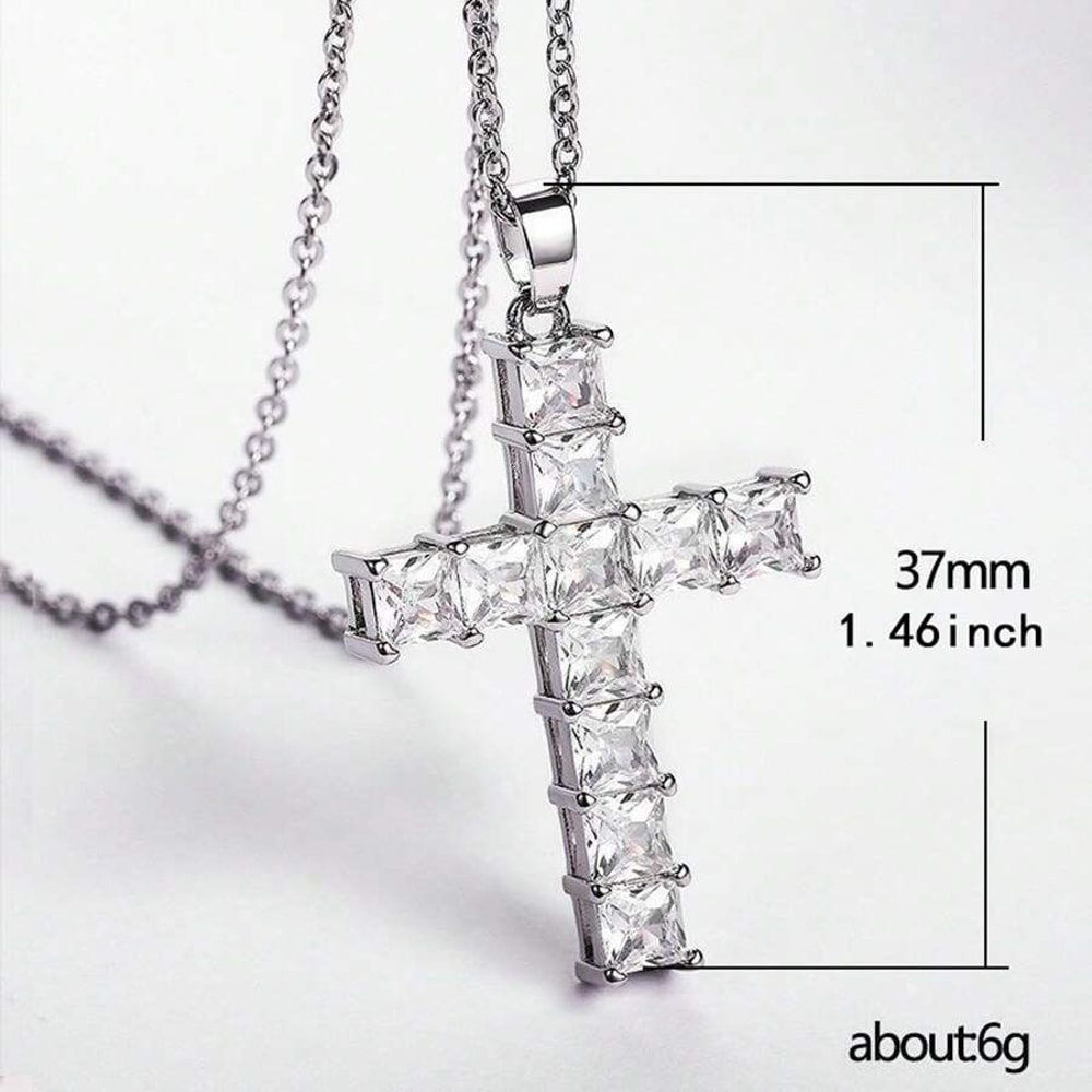 Gold Multicolor Crystal Cross Necklace for Women
