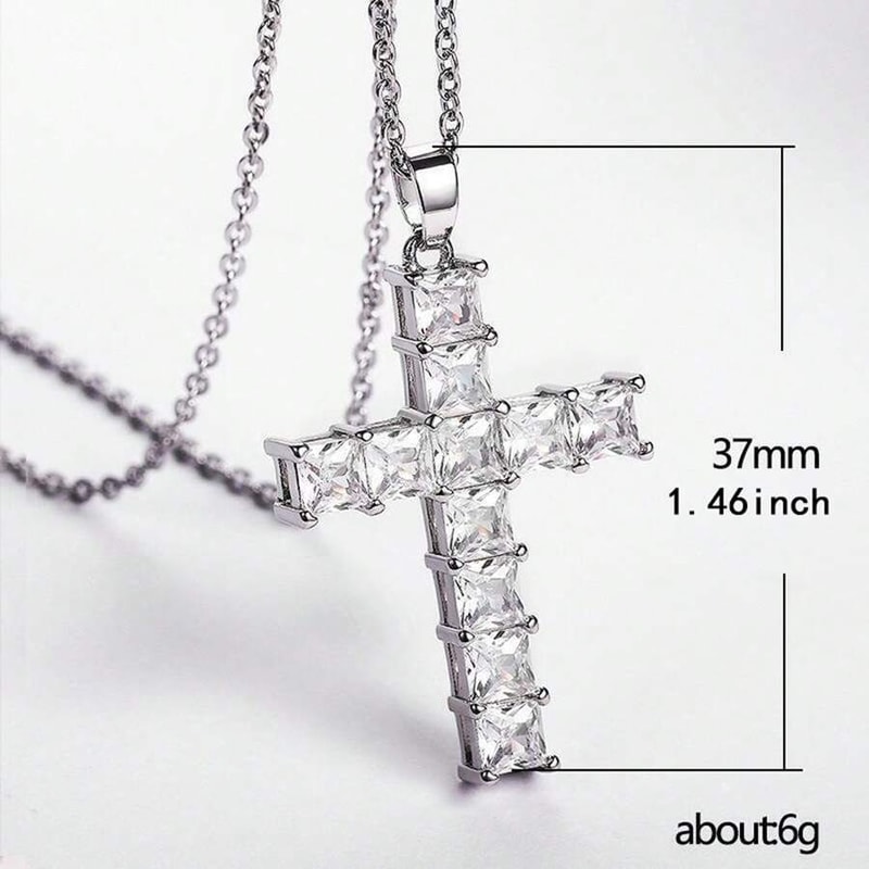 Gold Multicolor Crystal Cross Necklace for Women