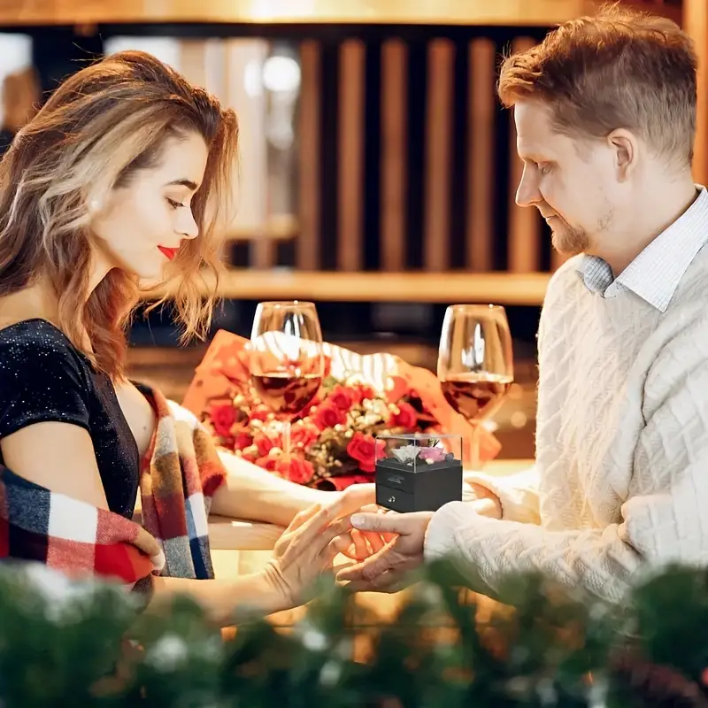 Ocean Heart Necklace With Eternal Rose Jewelry Box Gift Set 3