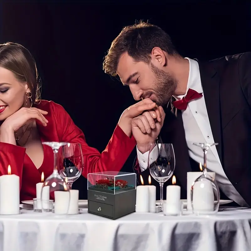 Ocean Heart Necklace With Eternal Rose Jewelry Box Gift Set 4