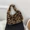 Leopard Print Plush Shoulder Tote Bag for Women