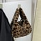 Leopard Print Plush Shoulder Tote Bag for Women