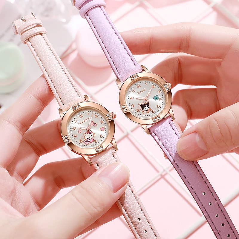Sanrio Watch For Women Rose Gold Hello Kitty Kuromi Quartz Watch 3