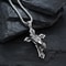 Mens Cross Necklace with Praying Hands Stainless Steel Faith Pendant