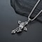 Mens Cross Necklace with Praying Hands Stainless Steel Faith Pendant