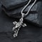 Mens Cross Necklace with Praying Hands Stainless Steel Faith Pendant