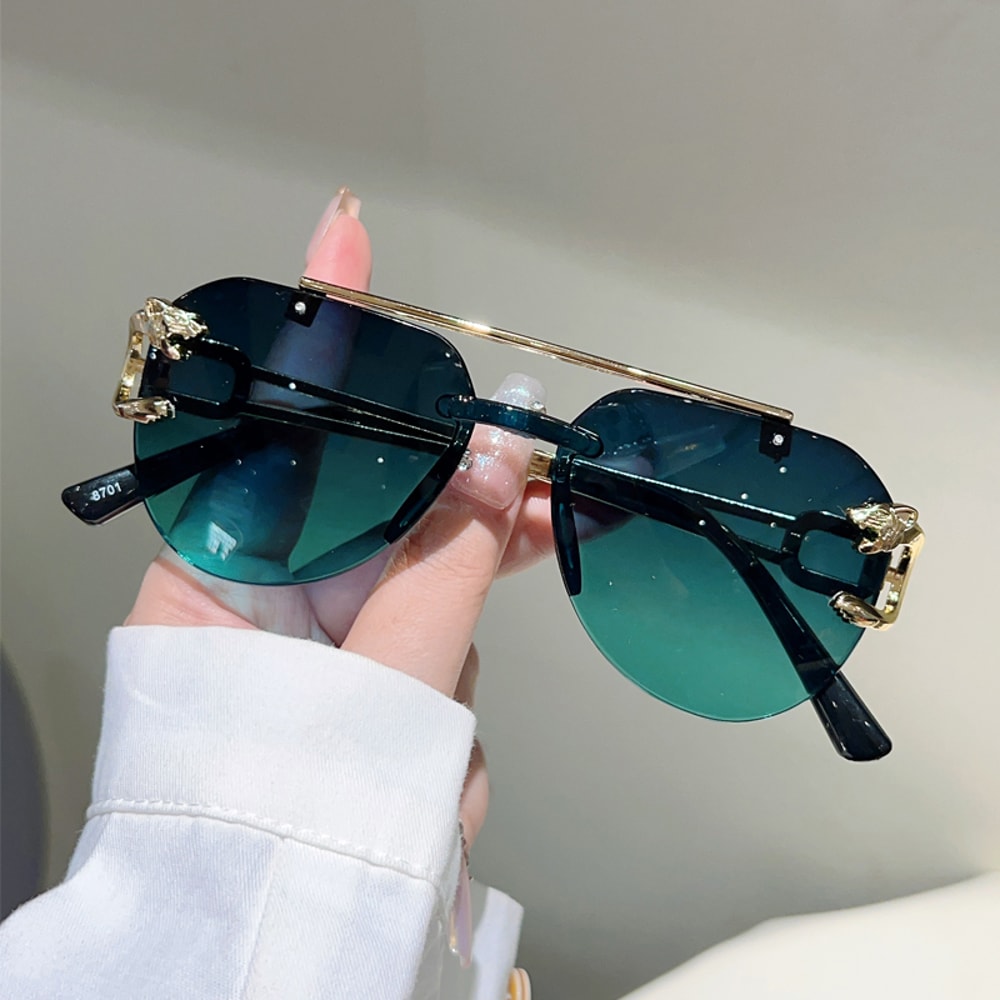 Rimless Pilot Sunglasses with Gradient Lenses