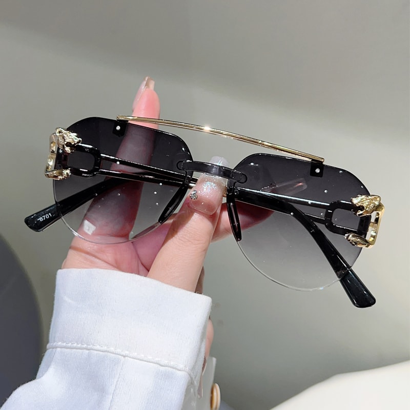 Rimless Pilot Sunglasses with Gradient Lenses