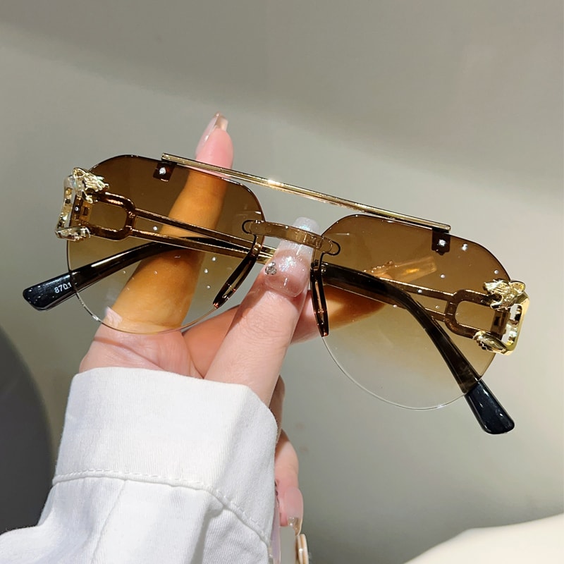 Rimless Pilot Sunglasses with Gradient Lenses