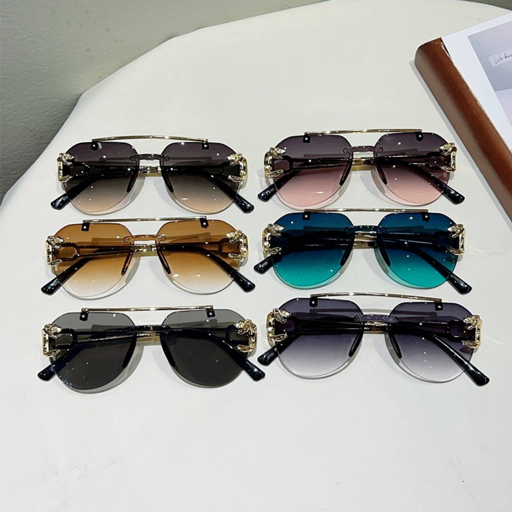 Rimless Pilot Sunglasses with Gradient Lenses