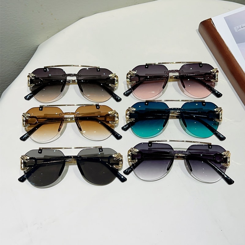 Rimless Pilot Sunglasses with Gradient Lenses