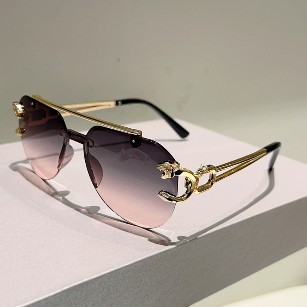 Rimless Pilot Sunglasses with Gradient Lenses