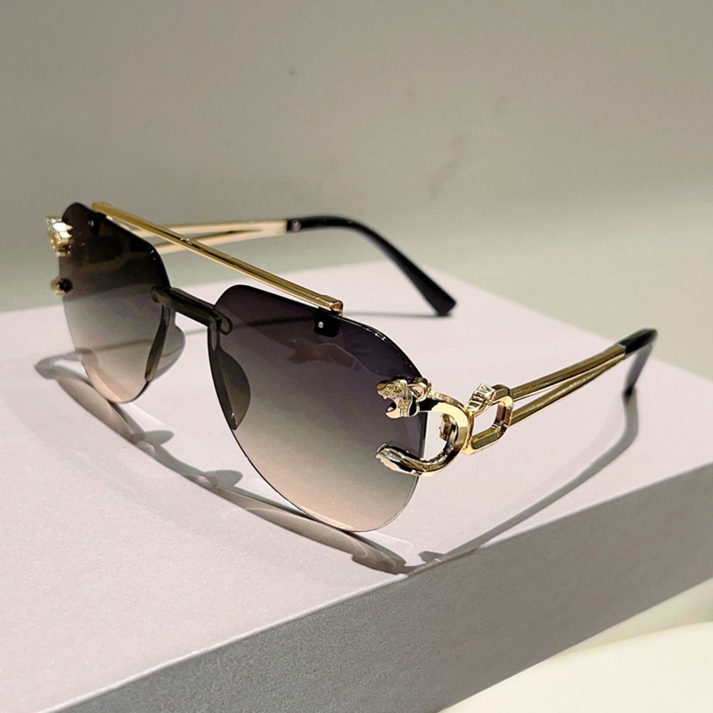 Rimless Pilot Sunglasses with Gradient Lenses