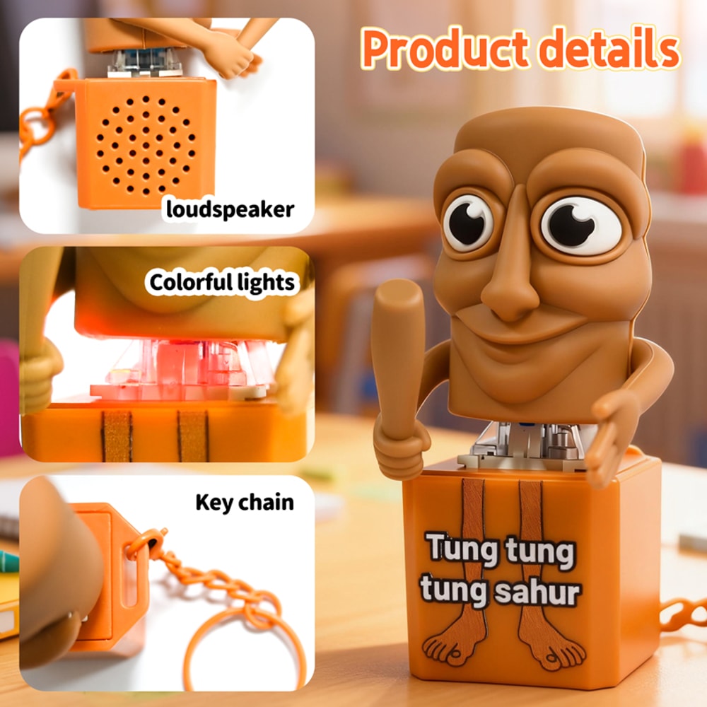 Luminous Wooden Stickman Anime Keychain Glow in the Dark Cute Pendant Gift