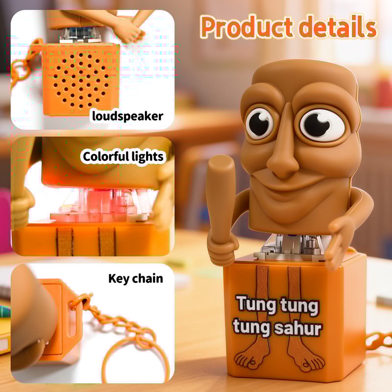 Luminous Wooden Stickman Anime Keychain Glow in the Dark Cute Pendant Gift