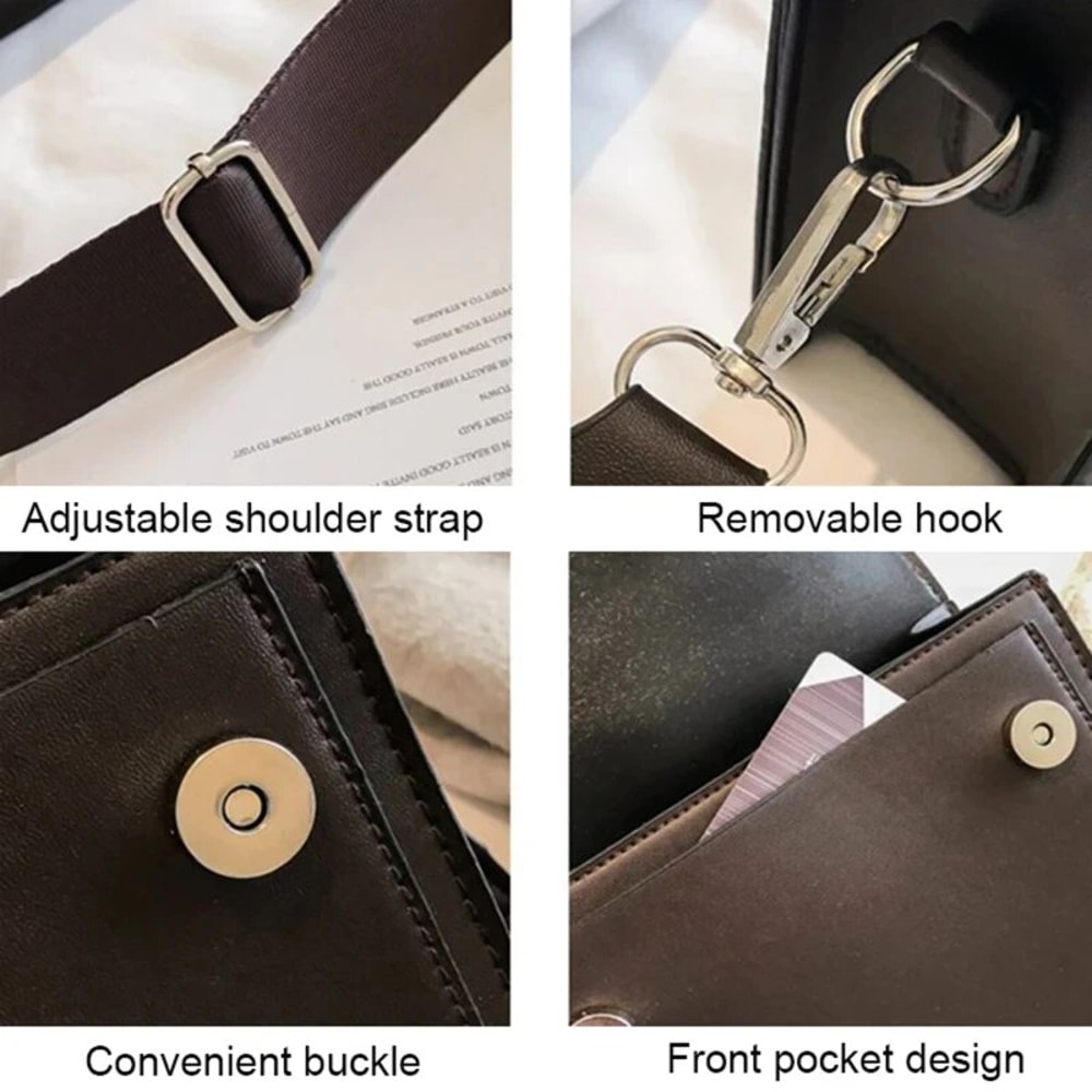Classic PU Leather Crossbody Bag for Women Small Flap Travel Handbag