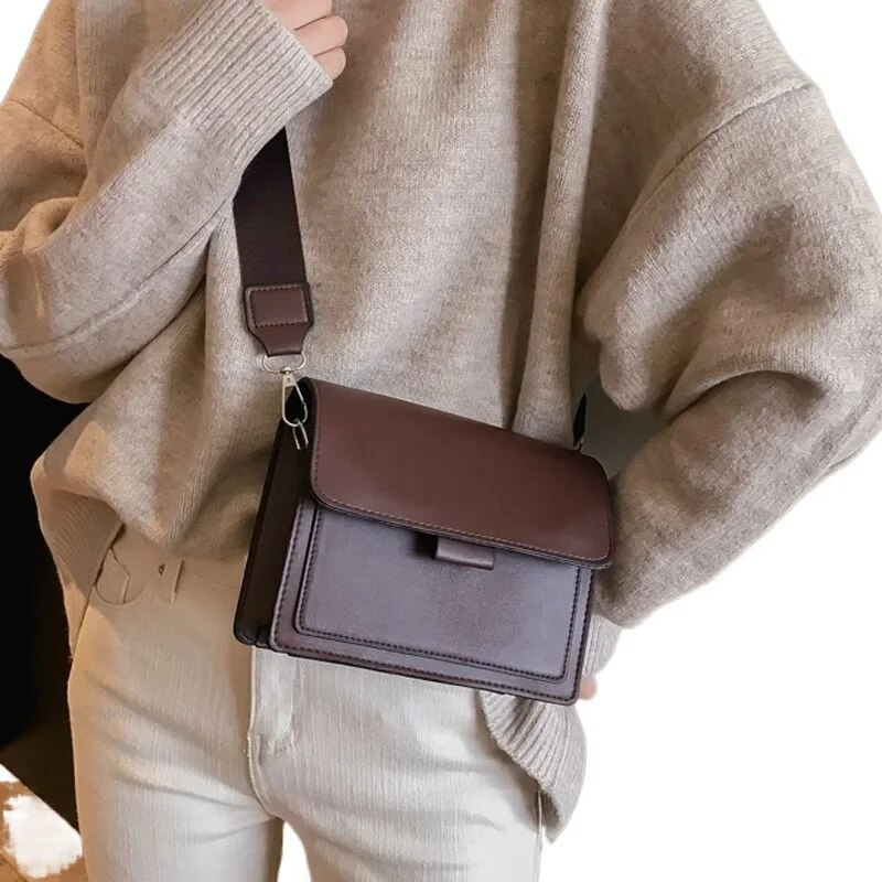 Classic PU Leather Crossbody Bag for Women Small Flap Travel Handbag