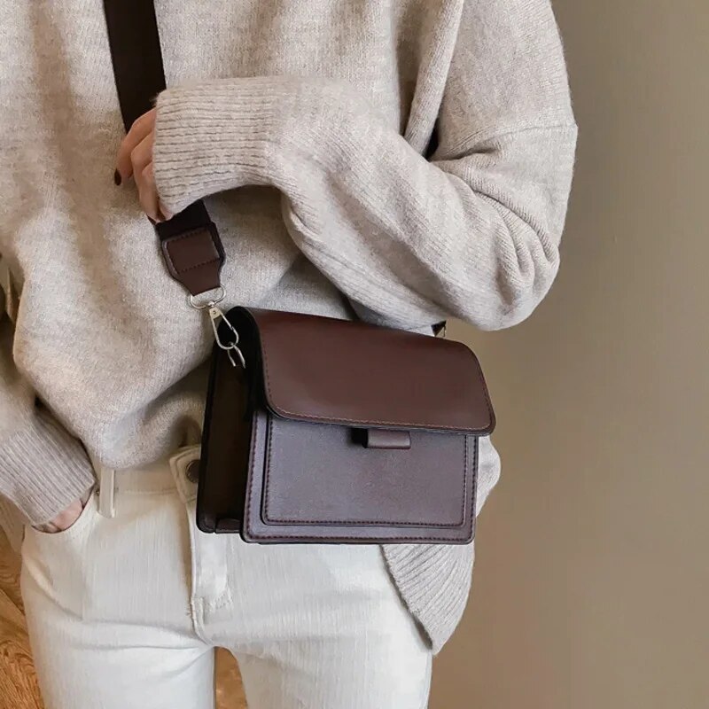 Classic PU Leather Crossbody Bag for Women Small Flap Travel Handbag