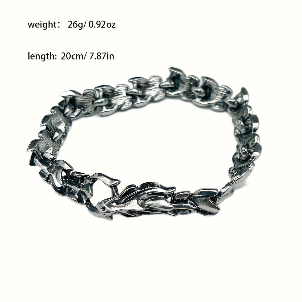 Viking Dragon Bracelet For Men Vintage Punk Hip Hop Bangle 4