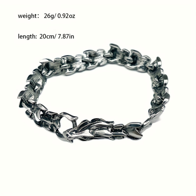 Viking Dragon Bracelet For Men Vintage Punk Hip Hop Bangle 4