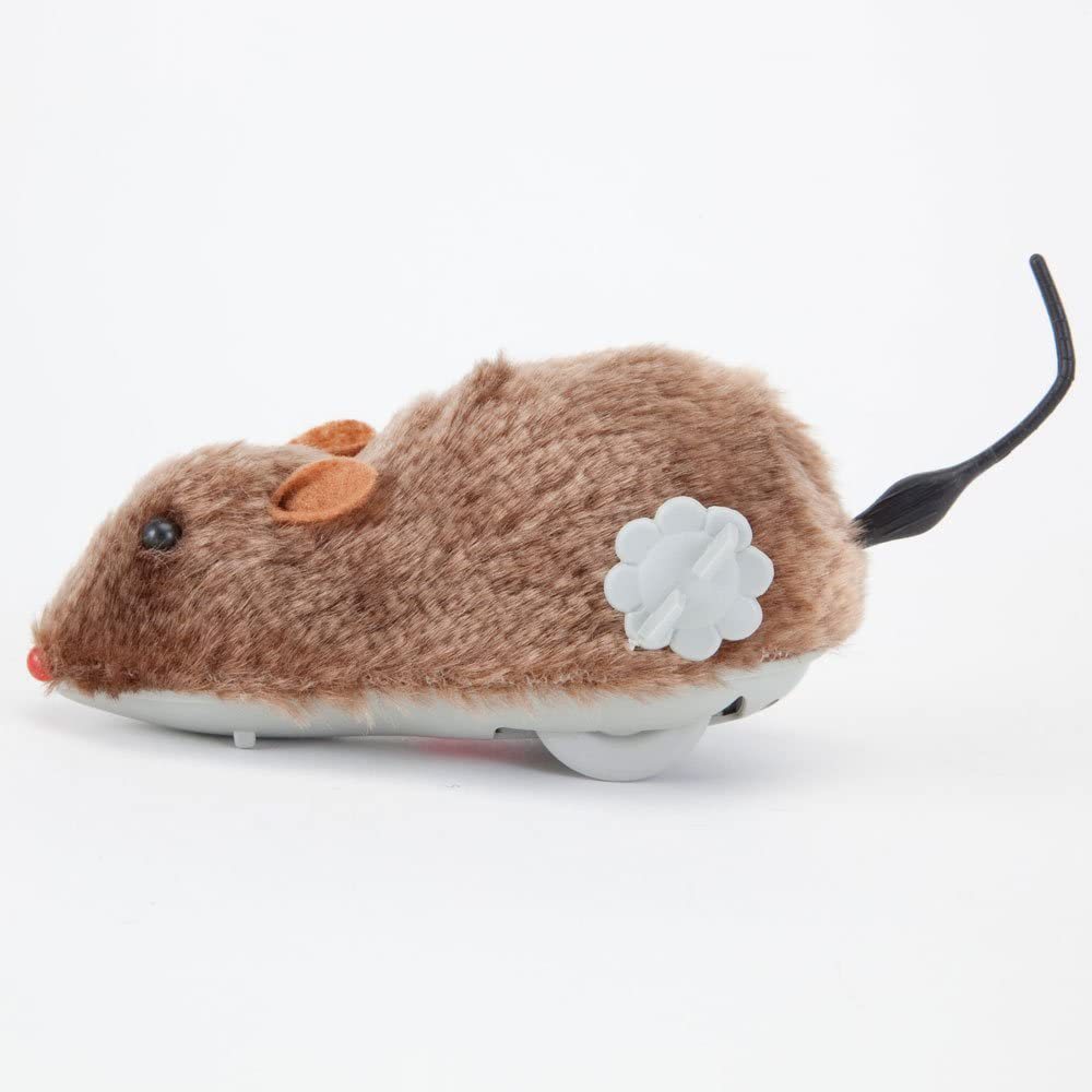 Lifelike Wind Up Plush Mouse Cat Toy for Interactive Chase Play