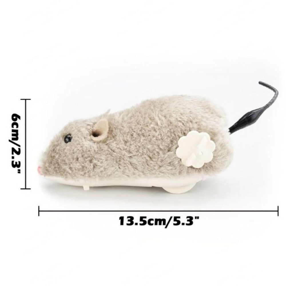 Lifelike Wind Up Plush Mouse Cat Toy for Interactive Chase Play
