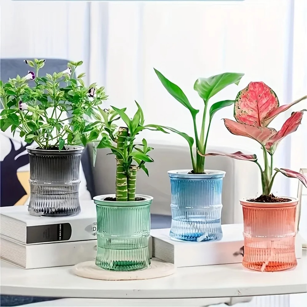 Self Watering Hydroponic Flower Pot Automatic Double Layer Planter For Effortless Indoor Plant Care 0