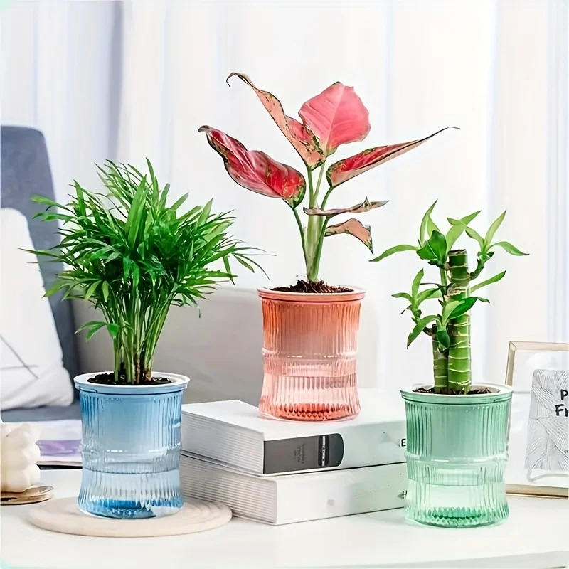 Self Watering Hydroponic Flower Pot Automatic Double Layer Planter For Effortless Indoor Plant Care 1