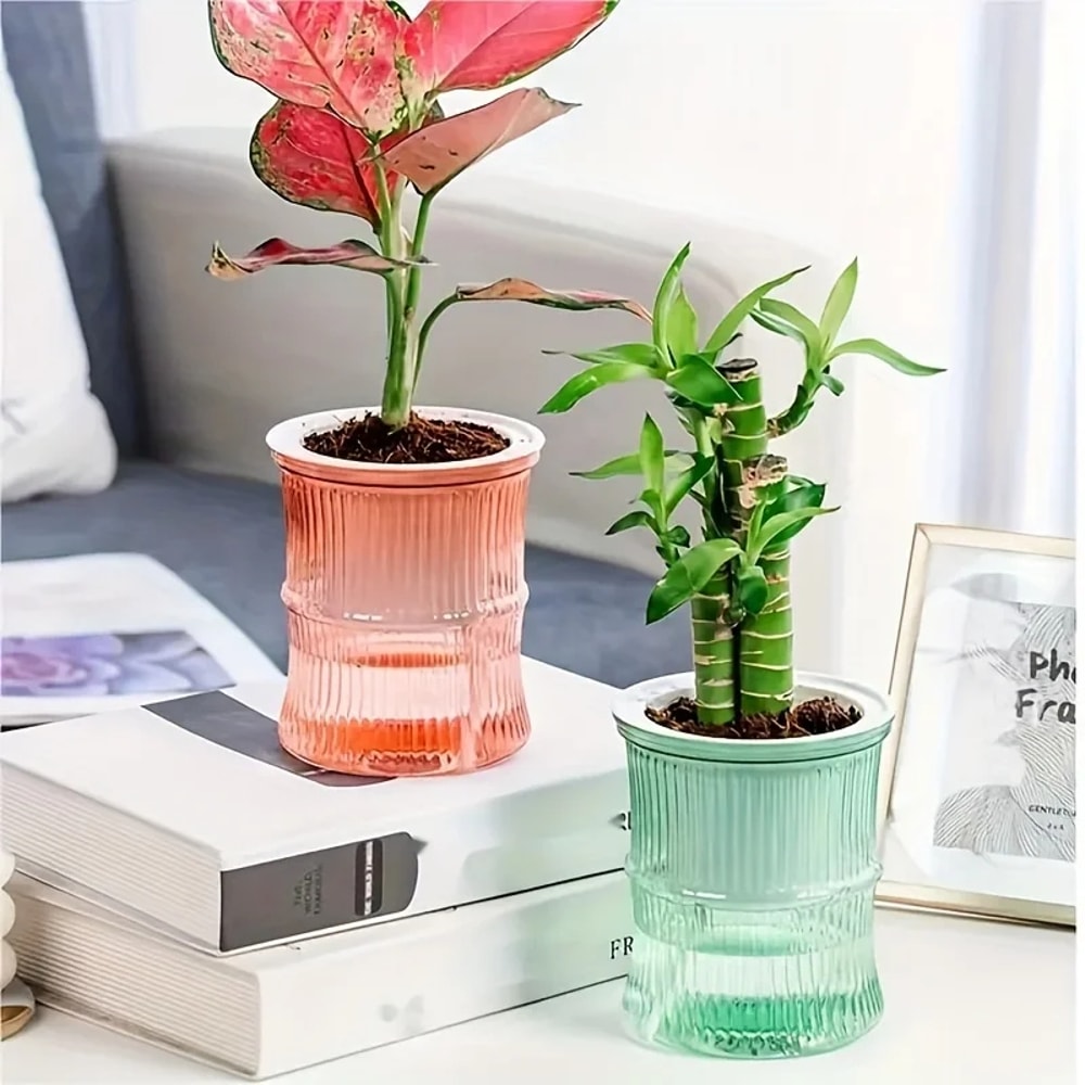 Self Watering Hydroponic Flower Pot Automatic Double Layer Planter For Effortless Indoor Plant Care 2
