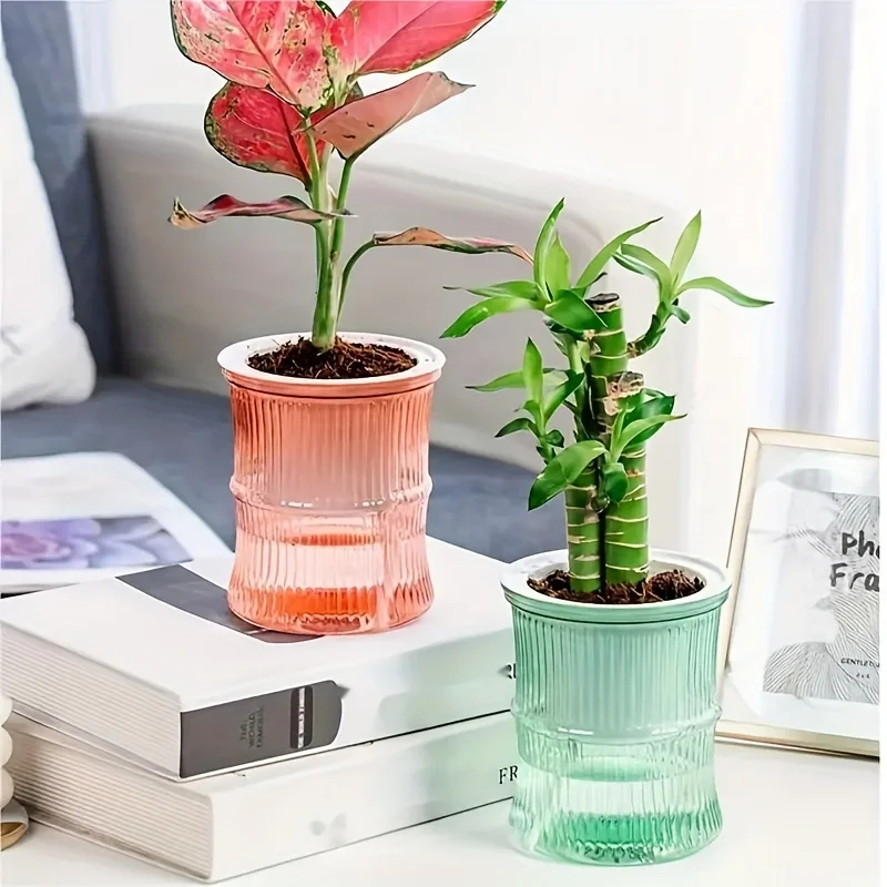 Self Watering Hydroponic Flower Pot Automatic Double Layer Planter For Effortless Indoor Plant Care 2